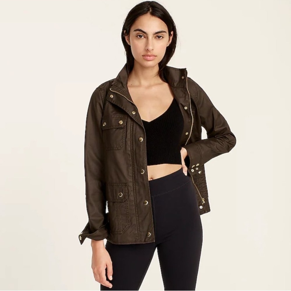 J. Crew Olive Utility Jacket with Brass Hardware